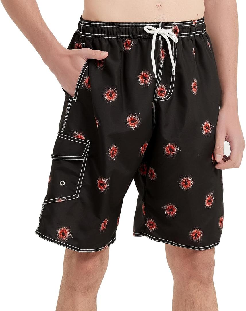 Mens Swim Trunks Swim Shorts Swimwear Swimsuit Beach Shorts Bathing Suits Quick Dry Waterproof (Medium, Black2)