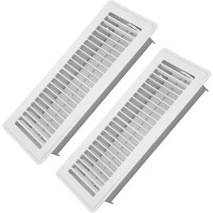 4" x 12" Floor Register 2 Pack - Heavy Duty Steel Walkable Floor Vents - Easy Adjust Air Supply Lever - Vent Covers for Home (White)