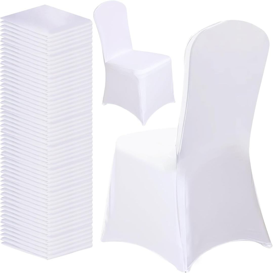 Vencede White Stretch Spandex Chair Cover 100pcs Chair Covers for Wedding, Universal Fitted Chair Cover Protector for Party, Banquet, Event, Hotel（White 100PCS）