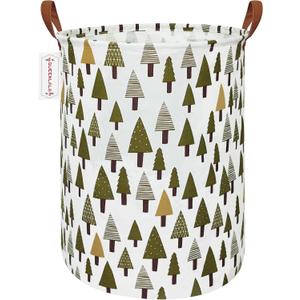 QUEENLALA Large Storage Basket,Laundry Hamper/Bathroom/Home Decor/Collapsible Round Storage Bin,Boys and Girls Hamper/Boxes/Clothing(Green forest)