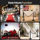 8 Pack Black Stanchions and Velvet Ropes Set, Stainless Steel Crowd Control Barriers, 6Pcs Black Ropes and Poles for Party Supplies,Photobooth Accessories, Prom,Birthday,Business,Wedding, Museums