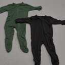 Baby Boy Footed Pajamas with Mittens,Rayon Made from Bamboo Sleepers, 2 Way Zipper Long Sleeve Pjs 2 set (Green and Grey only) Size: Newborn