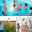 SpringFlower Pool Basketball Hoop with Backboard, Floating Basketball Pool Hoop,Kids & Adults Swimming Pool Game with Ring Toss, 2 Pcs Balls and Pump, Red