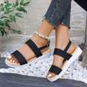 Summer Sandals for Women, Wedge Open Toe Slip-On Ankle Strap, Size 7