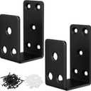 Door Barricade Brackets,2Pack Heavy Duty Door Security Bar Brackets,Open Security Bar Holder U Brackets,Fits 2 x 4 Lumber for Door Brace, Home, Garage, Barn, Shed,Gate Security, Black