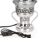 Electric Incense Burner, Arabian Style Electric Incense Holder, Middle Eastern Tabletop Decorative Censer for Yoga Spa Home Office Christian Church Decor, US Plug (Silver)