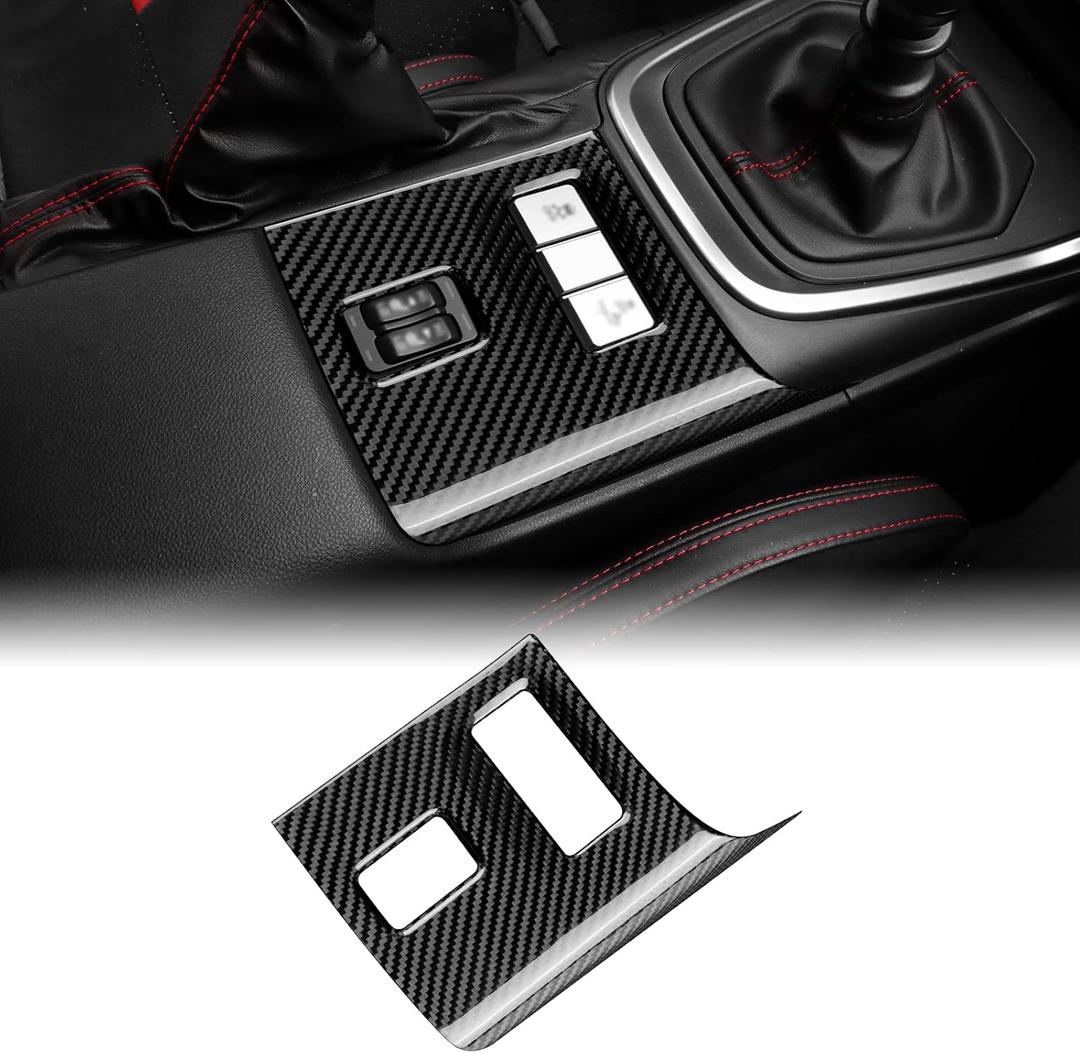 AIRSPEED Hard Carbon Fiber for Toyota GR86 Subaru BRZ 2021 2022 2023 2024 2025 Car Seat Heating Control Button Cover Center Console Interior Trim Accessories, Black, Manual Transmission