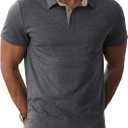 Sailwind Men's Cotton Polo Shirts Short Sleeve Casual Summer Shirts Classic Collared Golf Shirt with Pocket (Large, Dark Gray)