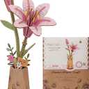 3D Flower Wooden Puzzles for Adults-Pink Lily, DIY Wooden Flowers Model Kit Building Set Crafts for Adults to Build, Botanical Collection/Ideal Creative Gift Ideas/Housewarming (73PCS)