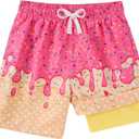 Swim Trunks for Youth Boy Swim Suits Teens Ice Cream Board Shorts Size 16-18 Years Bathing Suits Boys Holiday Sea 2 in 1 Swimming Shorts Pink Quick Dry
