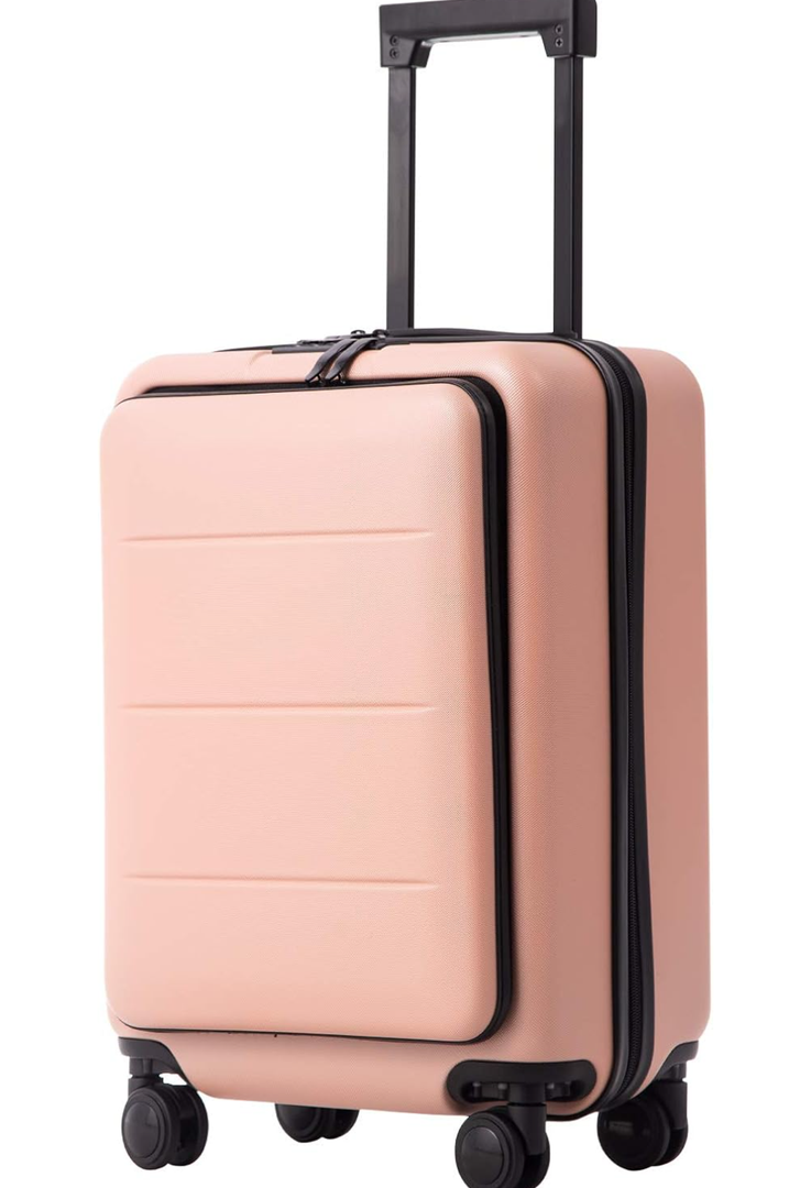 Coolife Luggage Suitcase Piece Carry On ABS+PC Spinner Trolley with pocket Compartmnet(Sakura pink, 20in(carry on))