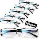 6 pack Executive Style Reading Glasses Men - Durable Readers with 99% Blue Light Blocking - Comfortable Fit with TR90 Frames