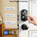 Veise KS02A Fingerprint Keyless Entry Door Lock, Auto Lock, Electronic Keypad Deadbolt for Front Door, Biometric, Anti-Peeping Password, Easy Install, Matte Black