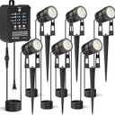 HIBOITEC Low Voltage Landscape Lighting with Transformer Photocell Sensor and Timer Spotlights Kit 52FT ETL Approved Wire Dimmable Waterproof 2700K for House Yard Trees Garden Plants Outdoor 6 Packs (Warm White)