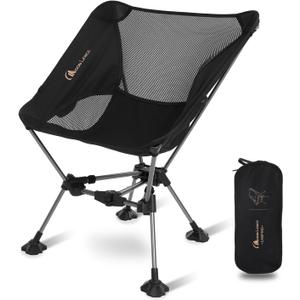 MOON LENCE Portable Camping Chair Backpacking Chair - The 4th Generation Ultralight Folding Chair - Compact, Lightweight Foldable Chairs for Hiking Mountaineering, Beach (Black-Plus)