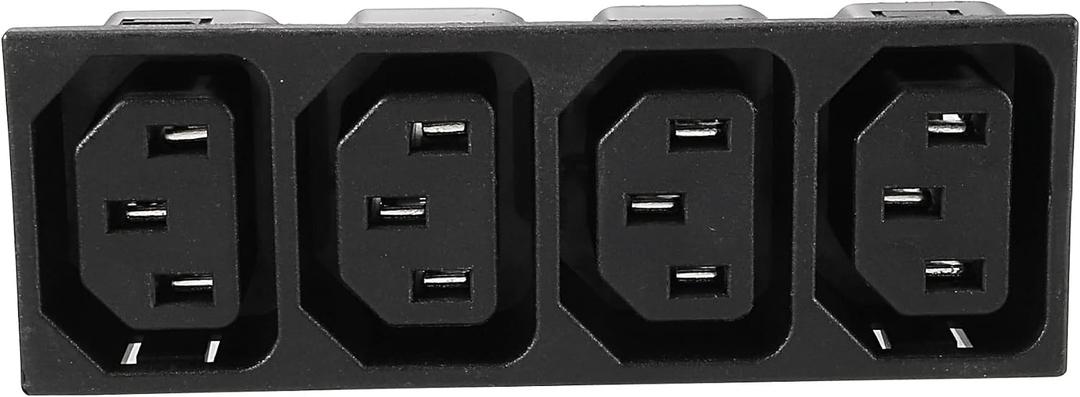 uxcell Panel Mount Plug Adapter AC 250V 15A /10A C13 3 Pins 4 Outlets IEC Inlet Module Plug Power Connector Socket Straight
