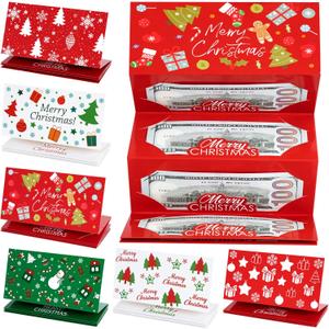 12 Pack/72 Slots Christmas Money Holders Bulk with Envelopes Money Gift Cards Book Gift Card Booklet for Surprise Christmas Gifts Card Cash Gift Holders Xmas Party Supplies (Colorful)
