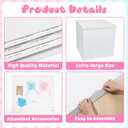 28in Giant Gender Reveal Gift Box with 40 Pcs Pink Balloons for Girls | All-in-One Kit, 2 Pull Bows,1 Banner, 3 Ribbons, Surprise box for Baby Shower He or She Open to See Party Decor
