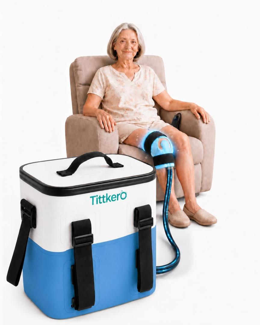 Ice Machine for Knee After Surgery with Continuous Cold Circulation, Cold Therapy Machine, Ice Therapy Machine with Physical Quiet Pump for Shoulder, Hips,Ankles, Feet Pain Relief Recovery,Cerulean