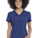 Cherokee Scrubs for Women V-Neck Top – Tuckable Contemporary Fit Top, Stretch Knit, Moisture-Wicking, Shirttail Hem CK819, L Navy