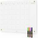 Glass Golden Monthly Dry Erase Calendar Whiteboard for Wall, 17" x 23", Frameless Large Monthly Planner Menu White Board for Home Kitchen, Office, 4 Wet Erase Markers Included, Yeoux