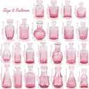 TBWIND Pink Glass Bud Vase Set of 24, Small Flower Vases for Centerpieces in Bulk, Mini Vintage Vase for Wedding Decor, and Home Table Decor