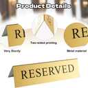 8-Pack Gold Metal Reserved Table Signs Double Sided for Wedding, Restaurant, Seating Reservation, Party Tables (6x1.6 in)