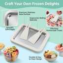 Rolled Ice Cream Maker Kit, DIY Ice Cream Roll Tray with 2 Scrapers, No Electricity Required, Stainless Steel Freezing Plate for Rolled Ice Cream, Frozen Yogurt, Sorbet (White)