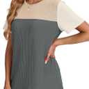 WIHOLL Womens Fashion 2026 Color Block Shirts Short Sleeve Crewneck Knitted Spring Summer Tops Casual Trendy (XL)