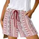 BTFBM Womens Boho Summer Shorts Beach Vacation Clothes 2025 Elastic Waist Casual Printed Loose Short Lounge Pant Pockets S