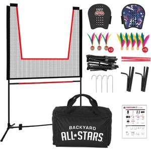 Paddle Game Set with Net Portable for Indoor/Outdoor 2 Wearable Gloves + 8 Birdies Joint-Friendly Family Fun Like Badminton, Pickleball & Tennis with a Twist