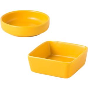 AxeWoodz Yellow Paper Clips Holder 2pcs Ceramic Square and Round Paper Clip Dispenser Set Office School Home Paperclips Organizers for Daily Desktop Storage