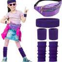 ONUPGO Neon Leg Warmers for Girls 80s Outfit for Kids Ribbed Knit Leg Warmers Fitness Headband Wristbands for 80s Costume