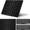 Compatible with MacBook Air 13 inch Case,2020 2019 2018 Release,(A2337 M1 A2179 A1932),with Touch ID and 2 Pack Keyboard Protectors,Laptop Plastic Hard ShellBlack Leopard Cheetah Pattern