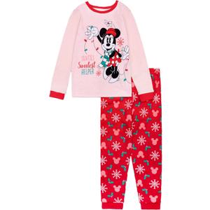 Disney Unisex Kids' 2-piece Snug-fit Cotton Holiday Matching Pajama Set, Soft & Cute for Kids (3T, Sweetest Helper)