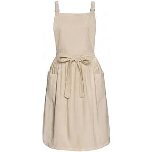 Apron for Women with Pockets Cotton Linen Metal Clip Adjust Kitchen Cooking Baking Gardening Dress Chef Apron