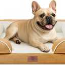 Comfort Expression Small Dog Beds Waterproof Orthopedic Foam Dog Sofa Beds for Medium Dogs Comfy Pet Bed with Washable Removable Cover & Non-Slip Bottom(Small,Khaki)