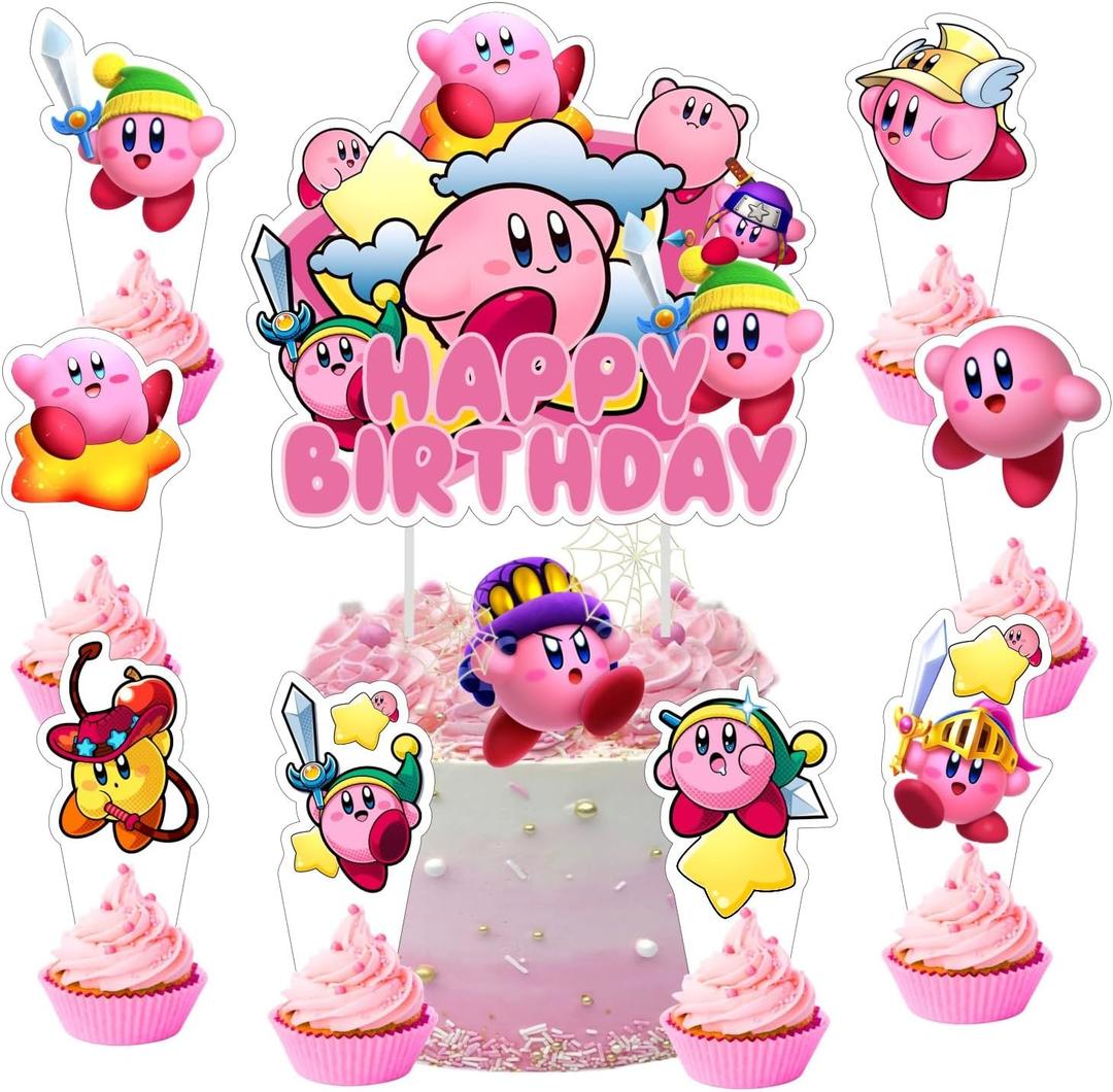 25pcs Star Cake Decorations with 1pcs Cake Topper, 24pcs Cupcake Toppers for Star Birthday Party Supplies