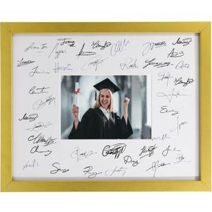 GarduationMall 11x14 Signature Picture Frame Holds 5x7 Photo with White Mat for Wedding Graduation | Wall or Tabletop Display (Gold)