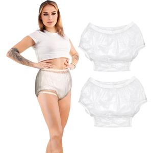 Cloth Diaper Covers for Adult,Adult Leakproof Underwear for Incontinence,Washable Reusable Plastic Diaper Cover, 2Pcs Clear Low Noise Plastic Pants (3X-Large (2 Pcs)) (XXXL)