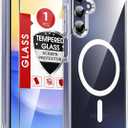 LeYi for Galaxy A15-5G Phone Case: Crystal Clear [Anti-Yellowing] Samsung A15 5G Case [Magnet Fit] with Screen Protector, Translucent Soft Bumper & Non-Slip Full Body Protection Funda para A 15, Clear