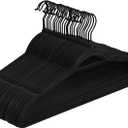 Pack of 60 Velvet Hangers, Space-Saving Heavy Duty Clothes Hangers for Suit, Non-Slip, 0.2 Inches Slim, 17.7 Inches Wide, 360 Swivel Black Hook - Black