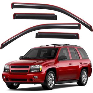 Lightronic Extra Durable Clip-on in-Channel Auto Vent Window Visor, Fits 2002-2009 Chevrolet Trailblazer, UV Protection Rain Guard, Original Wind Deflector, No-Drill Easy Install, Dark Smoke, 4-Pcs