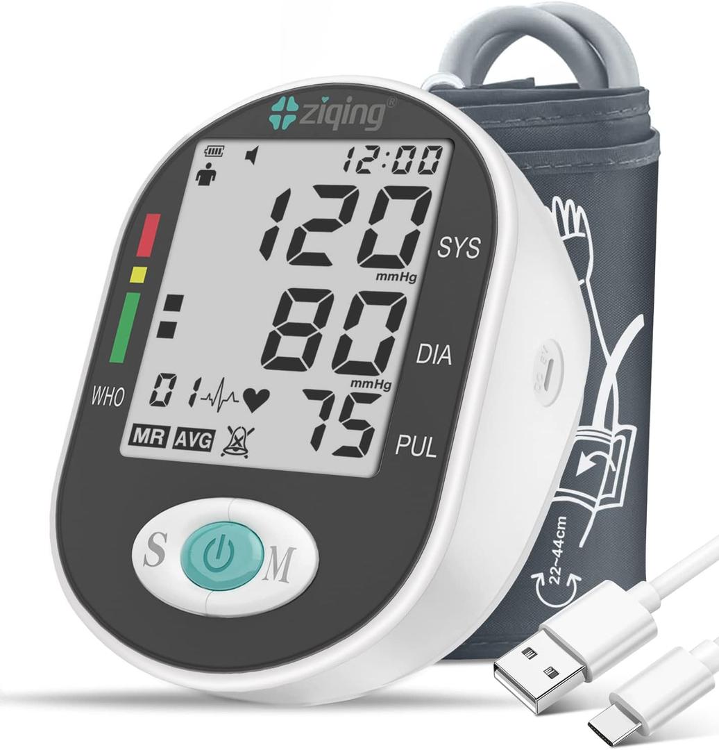 Blood Pressure Monitor, Bp Machine with Large Upper Arm Cuff of 8.7-17.3 Inches, Large Screen, Total 198 Memories for 2 Users(Black+White)