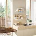 White 12 Inch Deep Floating Shelves Set of 2, Rustic Wood Shelving Live Edge Shelves Display, Bathroom Wall Shelf Decor for Living Room, Kitchen, Office (15.6 in W x 11.8 in D x 1.5 in H)