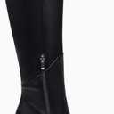 Coutgo Womens Knee High Boots Square Toe Chunky Block Heel Side Zipper Faux Suede Long Boots Fall Winter Shoes (8, Cool Black)