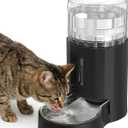 JUNSPOW Cat Water Dispenser with Stainless Steel Bowl, Automatic Gravity Water Dispenser for Cats or Small Medium Size Dogs, Large Capacity, Easy to Clean and Safe for Pets (4L Black)