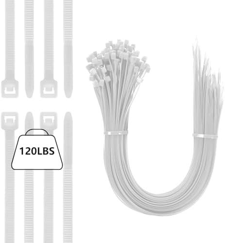 MasiStranth 100PCS 20 inch Zip Ties 120LBS Tensile Strength Self-Locking heavy duty UV Resistant Cable Tie Wraps for indoor and outdoor use(White)