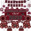 Maroon Themed 2026 Graduation Decorations Set - Congrats Grad Banner, Class of 2026 Backdrop, Balloons & Streamers Kit - Complete Party Supplies for High School & College Celebrations