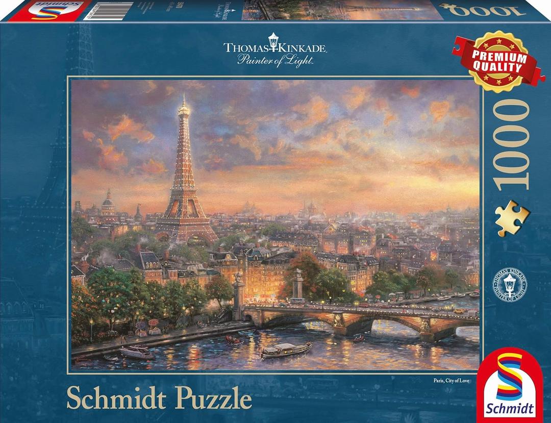 Schmidt Spiele, Thomas Kinkade: Paris, City of Love (1000pc), Puzzle, Ages 12+ (2. Scenic Settings)